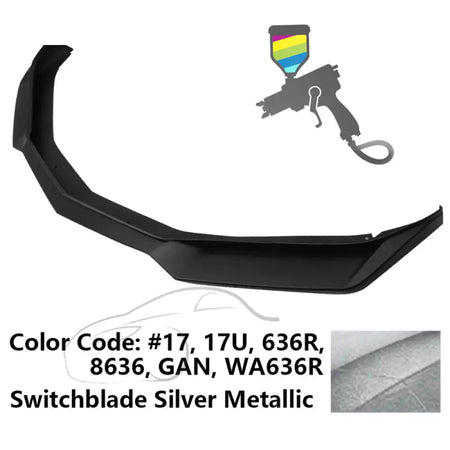 2016-2018 Chevy Camaro ZL1 Style Front Bumper Lip Chin Spoiler PP #17, WA636R Switchblade Silver Metallic