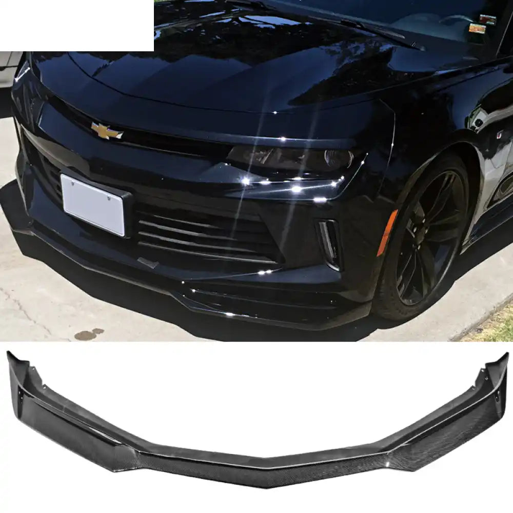 2016-2018 Chevy Camaro ZL1 Style Front Bumper Lip Chin Spoiler PP Carbon Fiber Hydro Dip (Gloss / Smooth Finish)