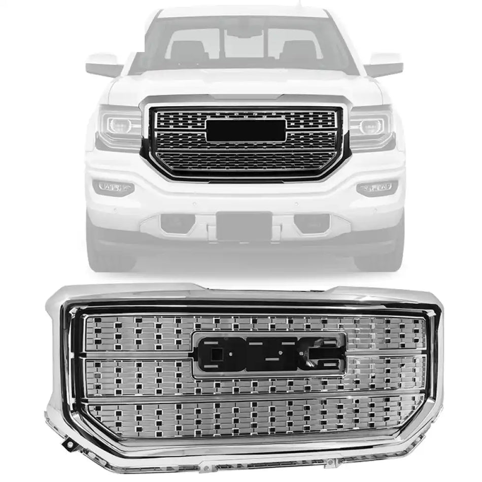2016-2018 GMC Sierra 1500 Grill Denali Style Car Front Grille Hood Chrome