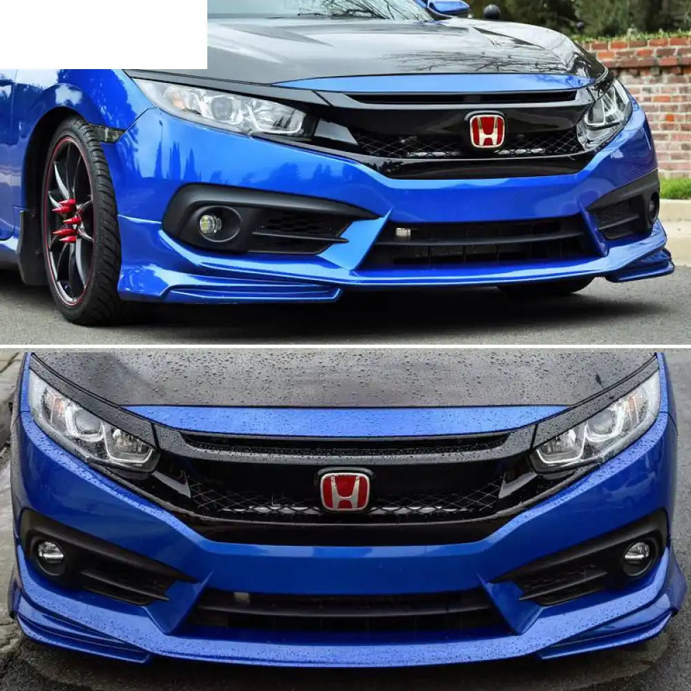 2016-2018 Honda Civic AP 2Dr 4Dr Front Lip Splitter Black PU
