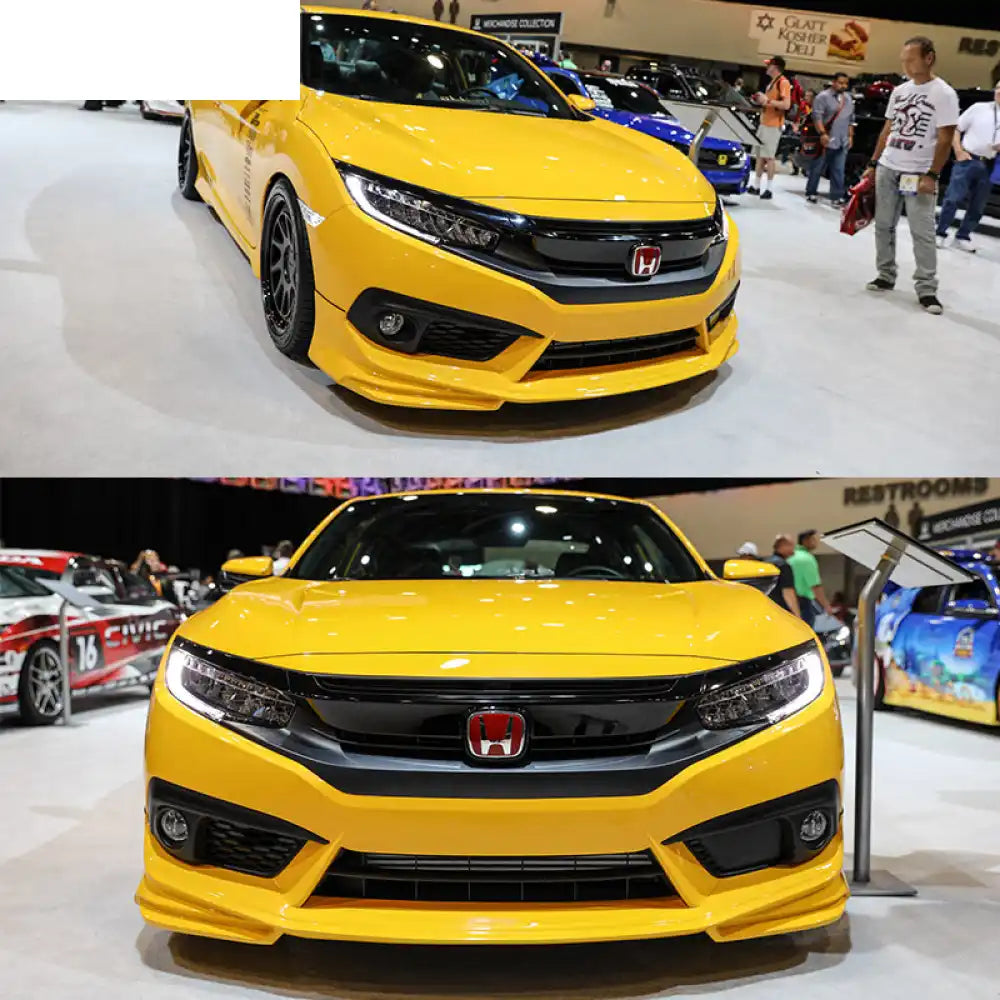 2016-2018 Honda Civic AP 2Dr 4Dr Front Lip Splitter Black PU