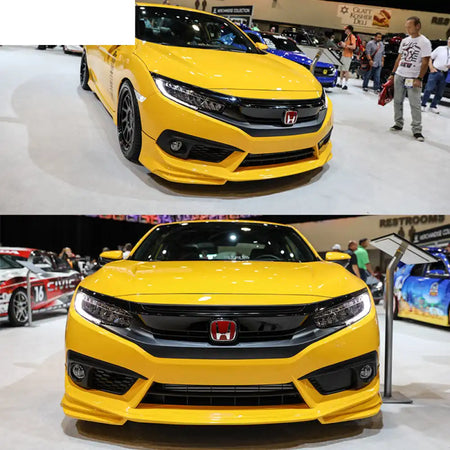 2016-2018 Honda Civic AP 2Dr 4Dr Front Lip Splitter Black PU