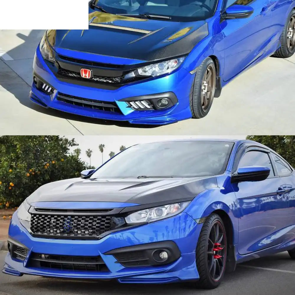 2016-2018 Honda Civic AP 2Dr 4Dr Front Lip Splitter Black PU