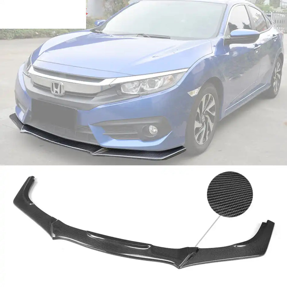 2016-2018 Honda Civic Coupe JC Style Front Bumper Lip Carbon Fiber
