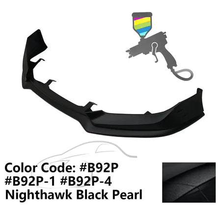 2016-2018 Honda Civic Mugen Style Front Bumper Lip PP Painted #B92P, B92P-1, B92P-4 Nighthawk Black Pearl