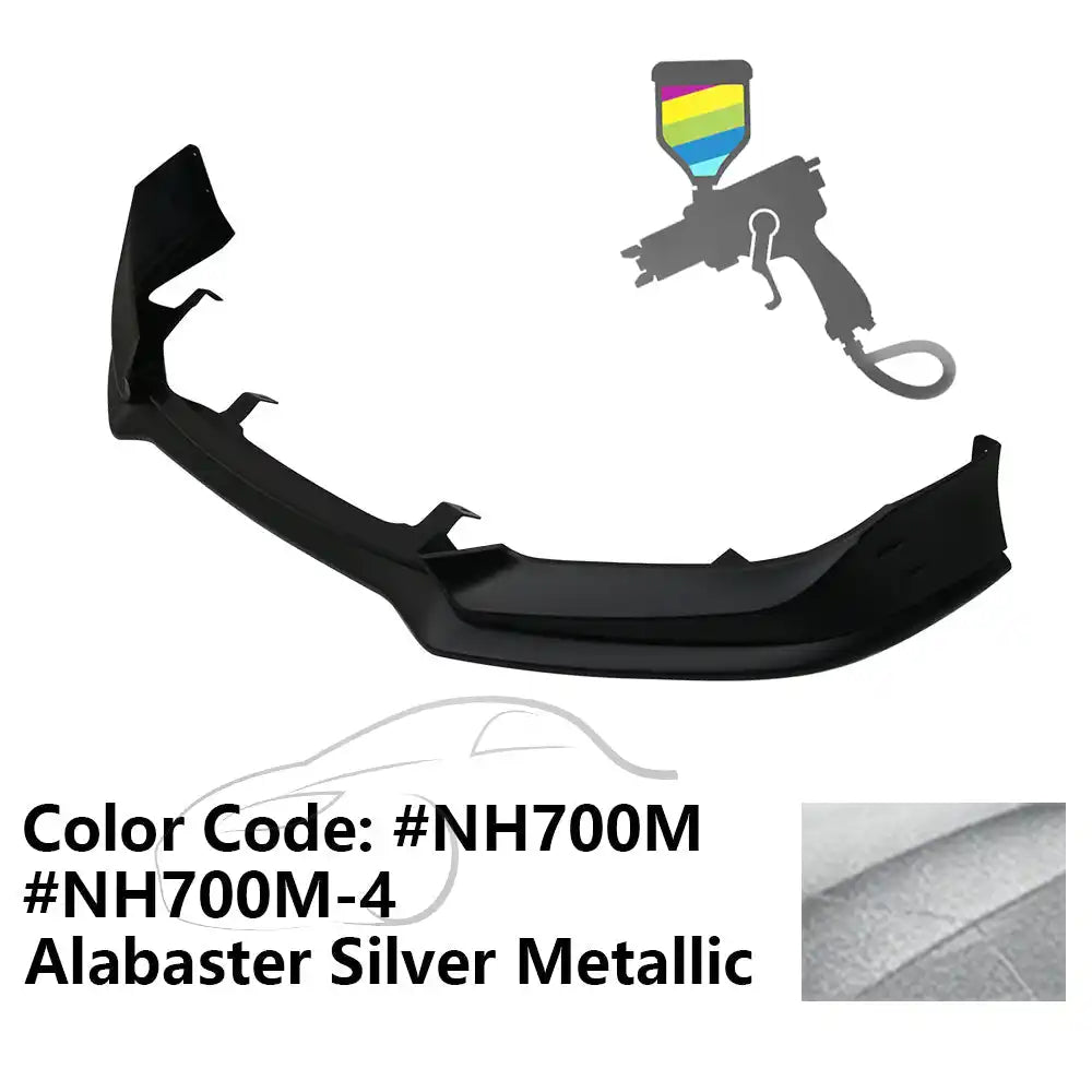 2016-2018 Honda Civic Mugen Style Front Bumper Lip PP Painted #NH700M, NH700M-4 Alabaster Silver Metallic