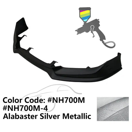 2016-2018 Honda Civic Mugen Style Front Bumper Lip PP Painted #NH700M, NH700M-4 Alabaster Silver Metallic