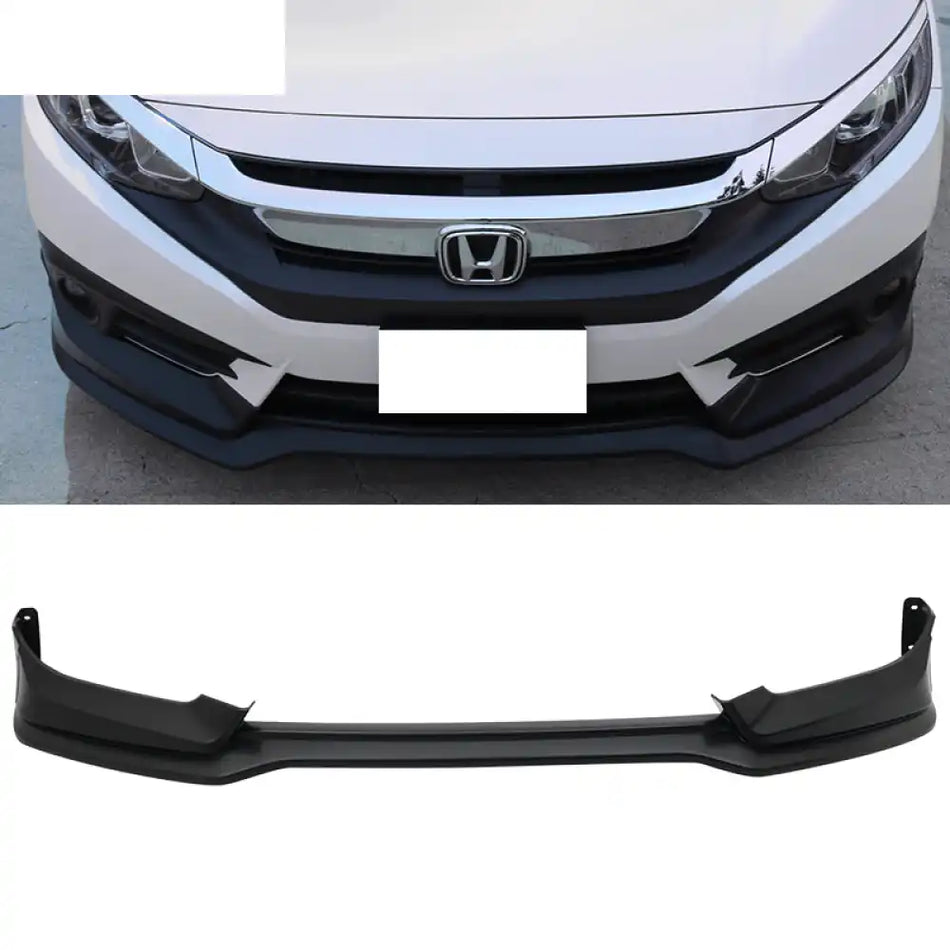 2016-2018 Honda Civic Mugen Style Front Bumper Lip PP Unpainted Black