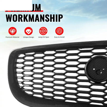 2016-2019 Jaguar XE 2020 Style Front Bumper Upper Grille Replacement Carbon Fiber Print ABS Carbon Fiber Print
