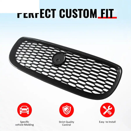 2016-2019 Jaguar XE 2020 Style Front Bumper Upper Grille Replacement Carbon Fiber Print ABS Carbon Fiber Print