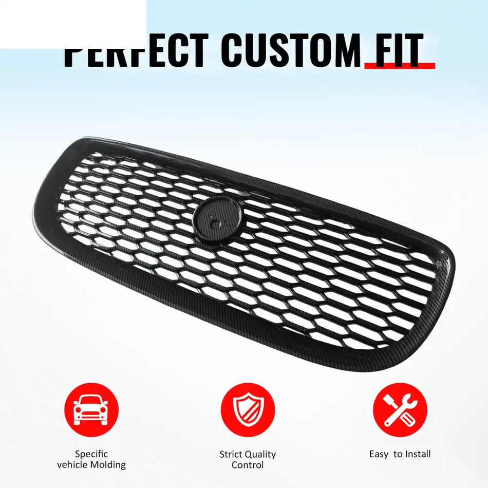 2016-2019 Jaguar XE 2020 Style Front Bumper Upper Grille Replacement Carbon Fiber Print ABS Carbon Fiber Print