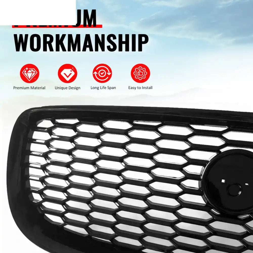 2016-2019 Jaguar XE 2020 Style Front Bumper Upper Grille Replacement Gloss Black ABS Gloss Black
