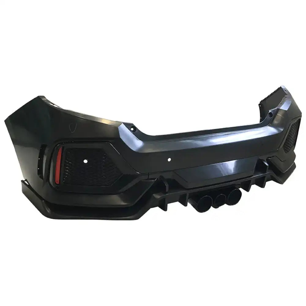 2016-2021 Honda Civic 10th-Gen CTR Rear Bumper Cover Type R Black PP