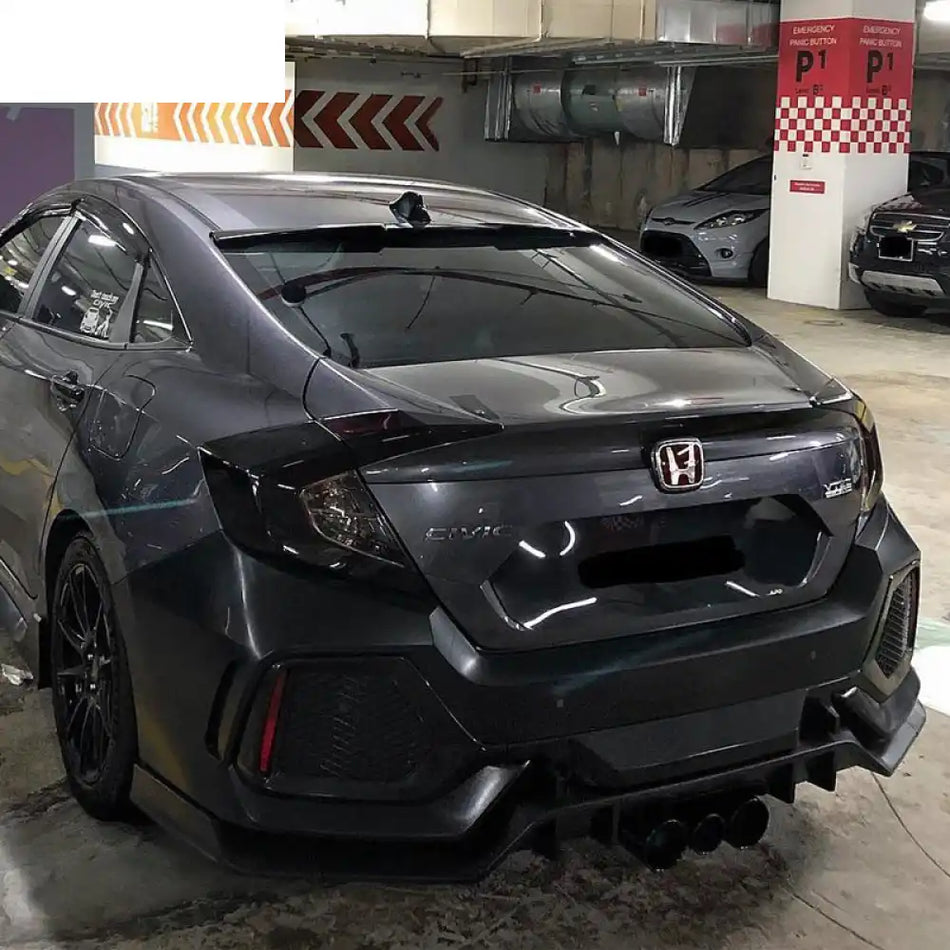 2016-2021 Honda Civic 10th-Gen CTR Rear Bumper Cover Type R Black PP