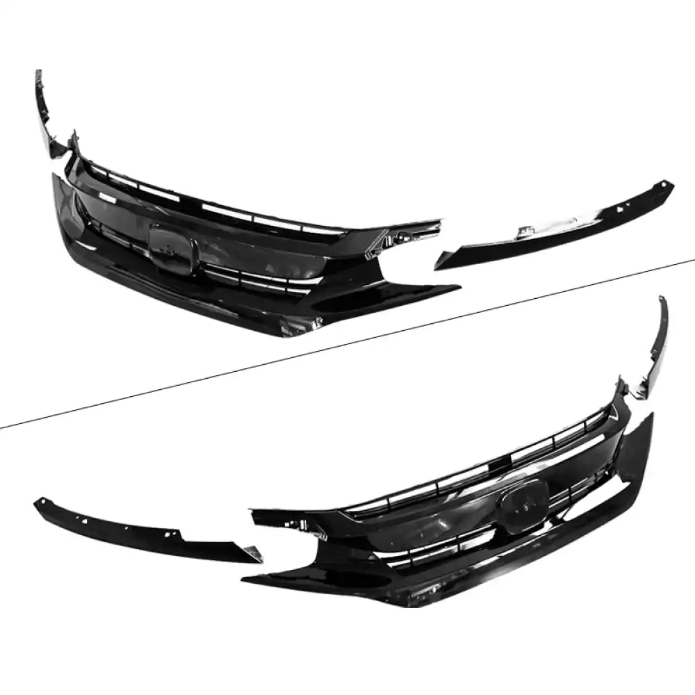 2016-2021 Honda Civic 10th Gen Mesh Gloss Black Front Bumper Car Grill Gloss Black