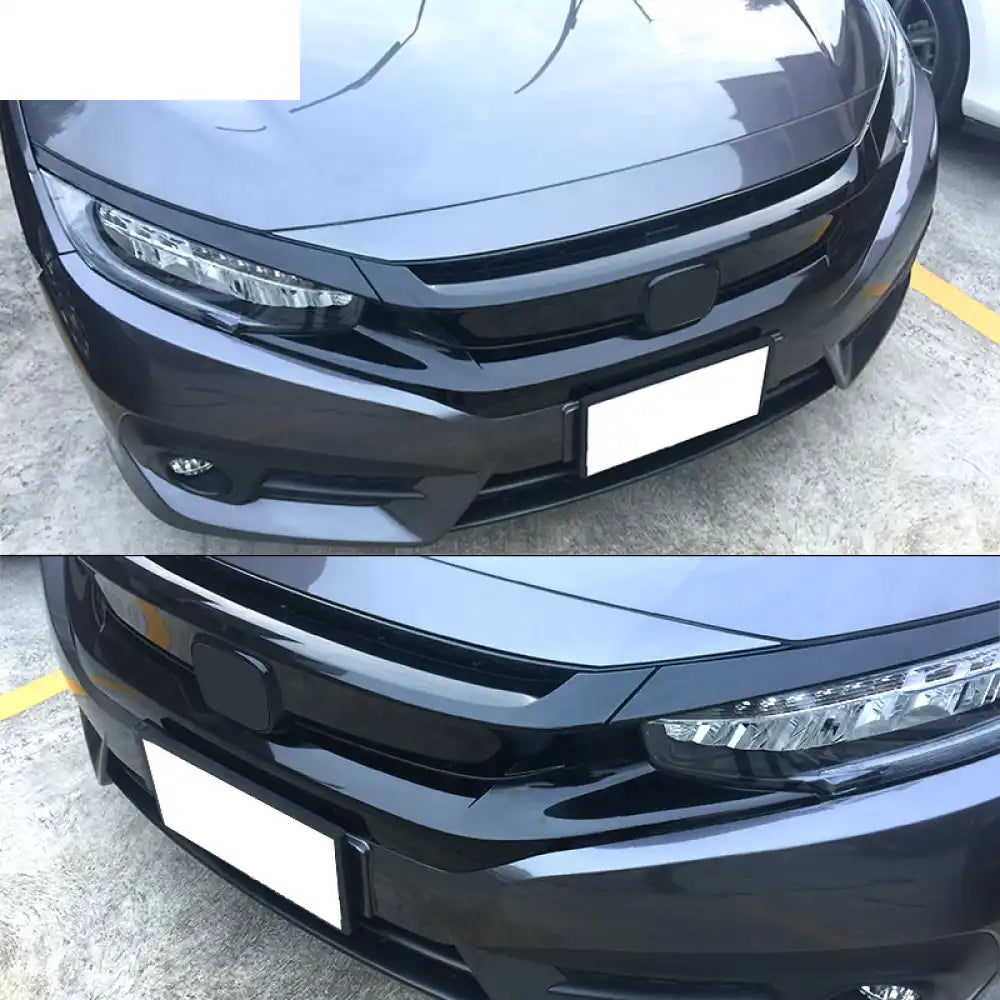 2016-2021 Honda Civic 10th Gen Mesh Gloss Black Front Bumper Car Grill Gloss Black