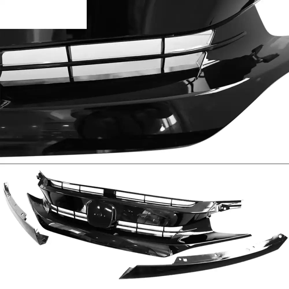 2016-2021 Honda Civic 10th Gen Mesh Gloss Black Front Bumper Car Grill Gloss Black