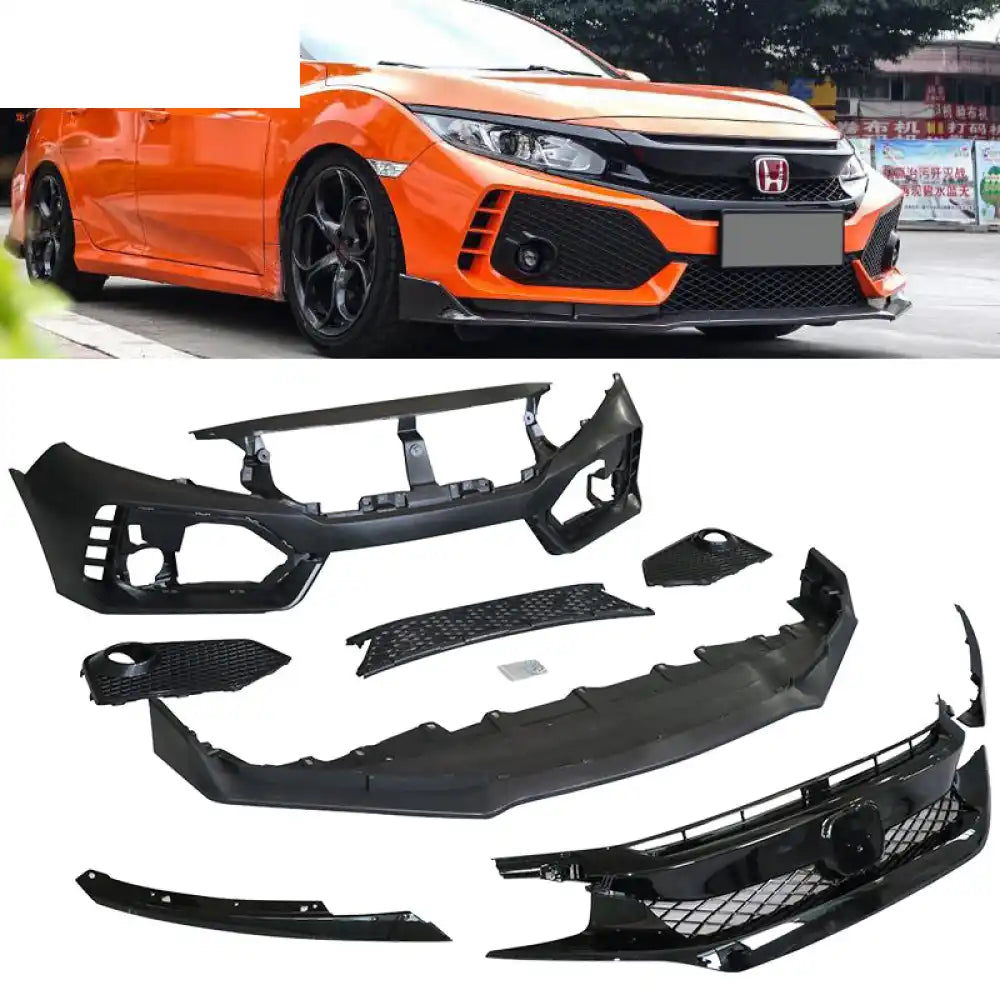 2016-2021 Honda Civic 10th-Gen Type-R Style Front Bumper Conversion