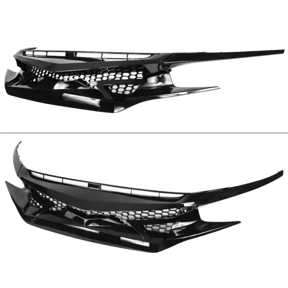 2016-2021 Honda Civic IKON Style Gloss Black Front Bumper Grille ABS
