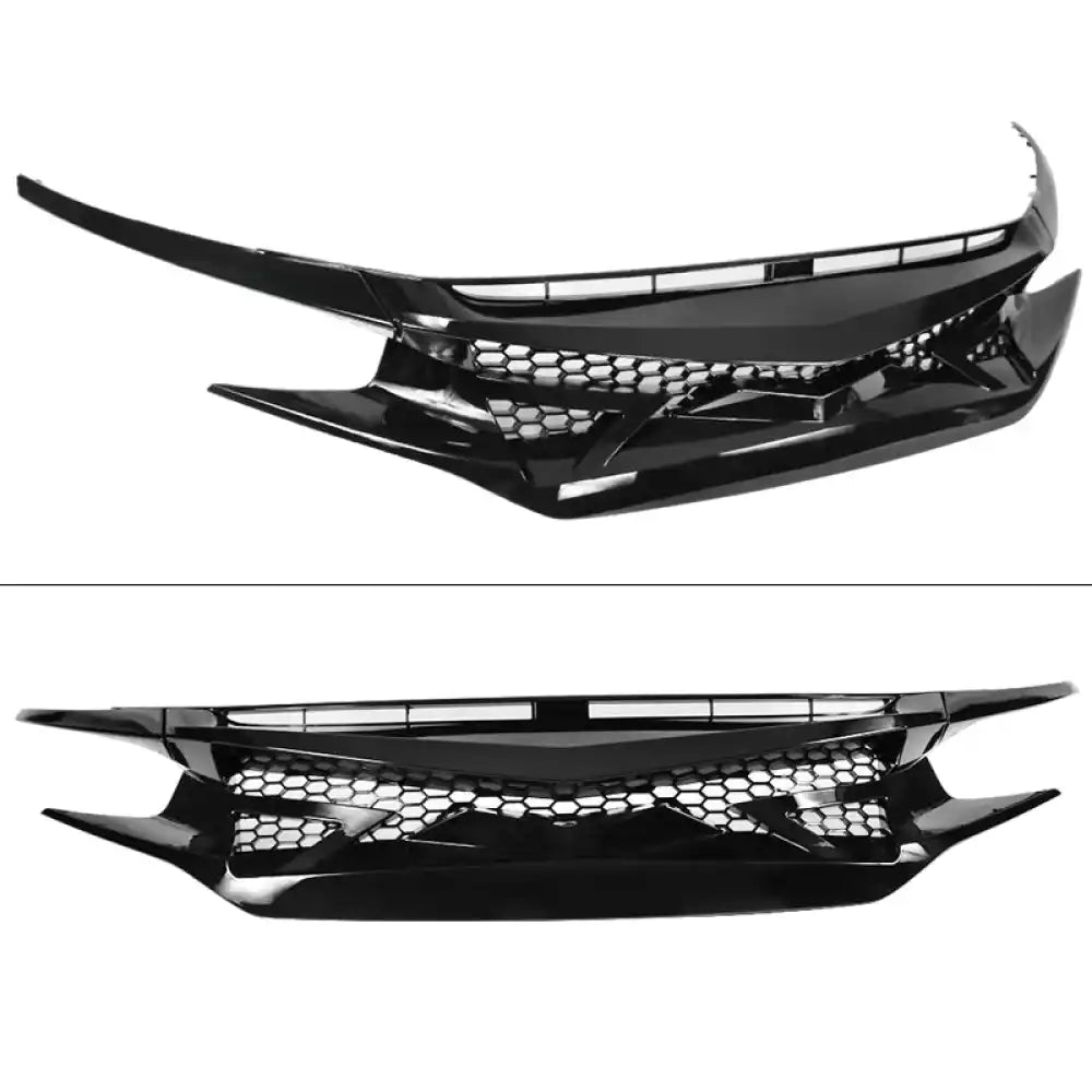 2016-2021 Honda Civic IKON Style Gloss Black Front Bumper Grille ABS
