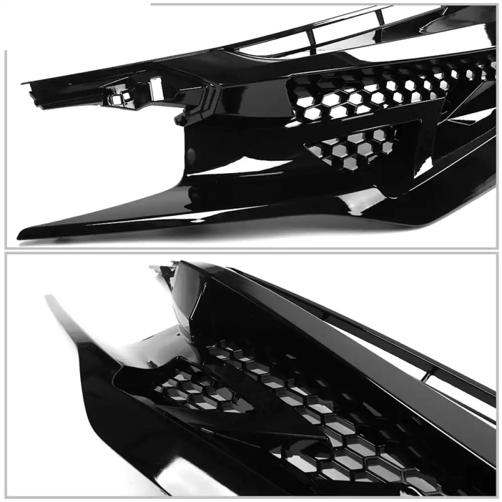 2016-2021 Honda Civic IKON Style Gloss Black Front Bumper Grille ABS