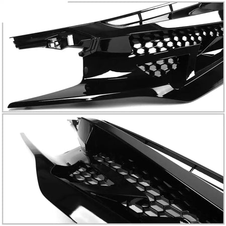 2016-2021 Honda Civic IKON Style Gloss Black Front Bumper Grille ABS