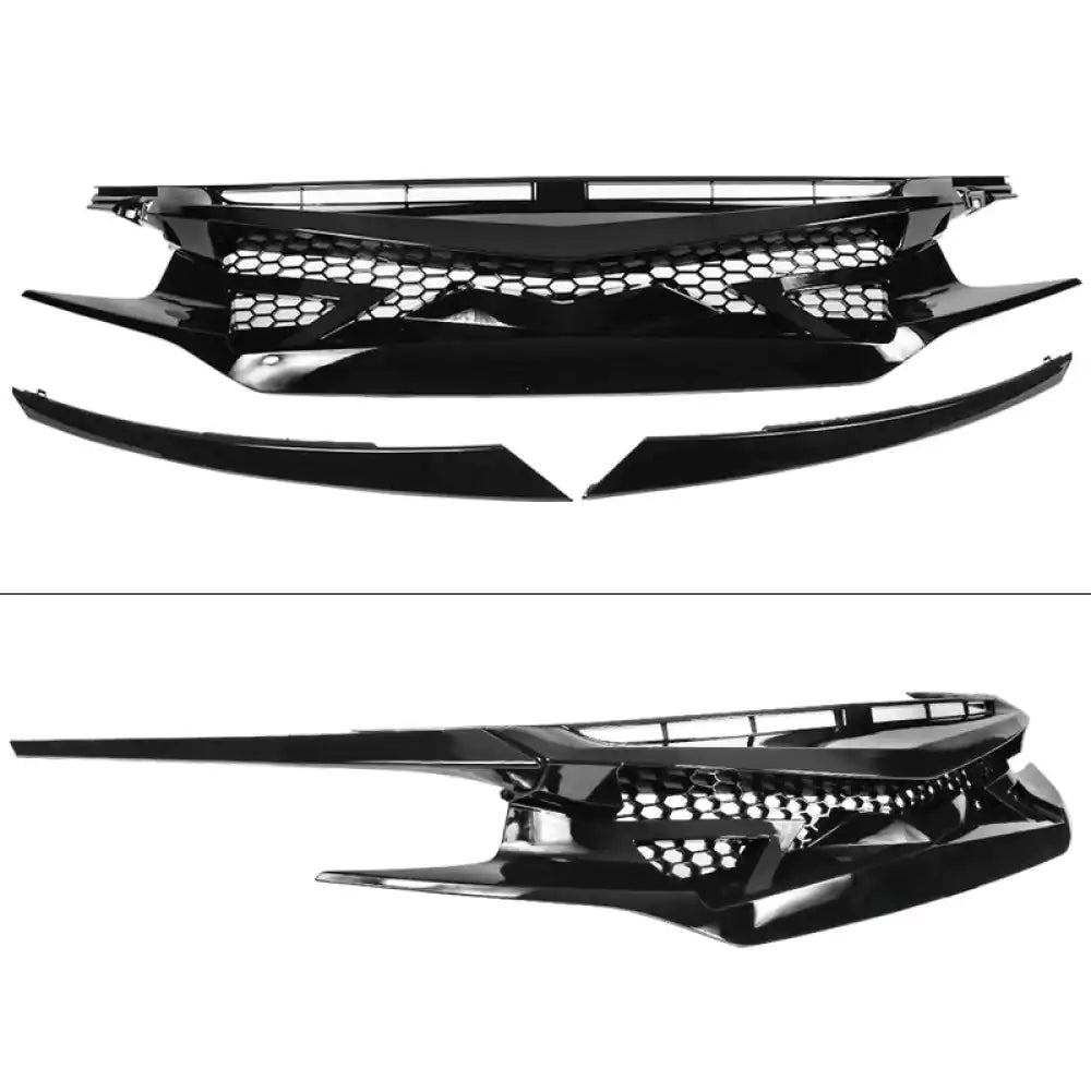 2016-2021 Honda Civic IKON Style Gloss Black Front Bumper Grille ABS