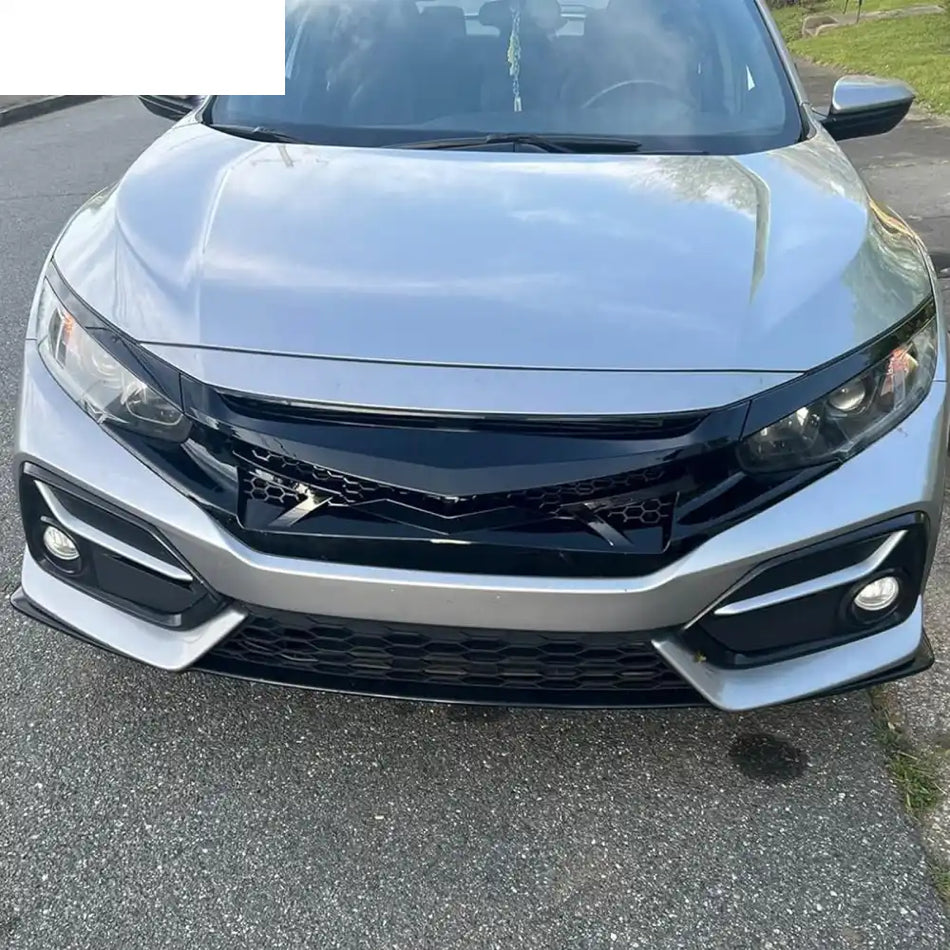 2016-2021 Honda Civic IKON Style Gloss Black Front Bumper Grille ABS