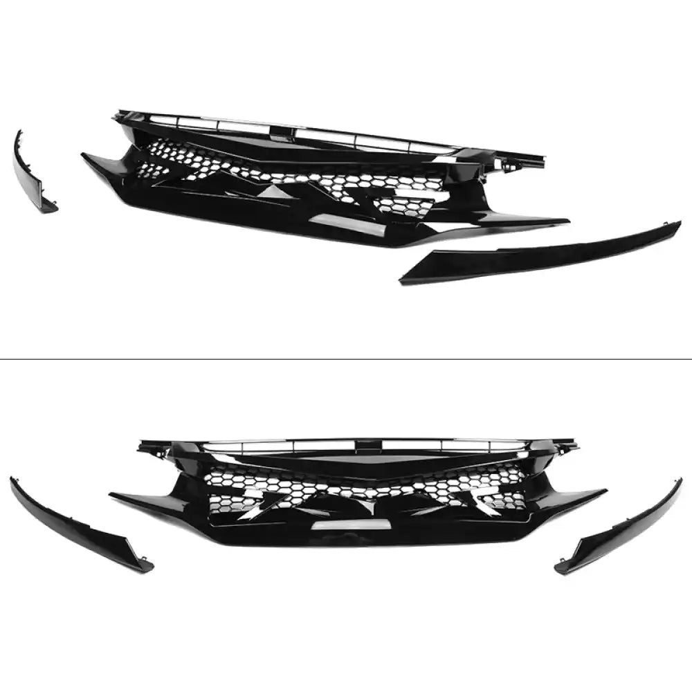 2016-2021 Honda Civic IKON Style Gloss Black Front Bumper Grille ABS
