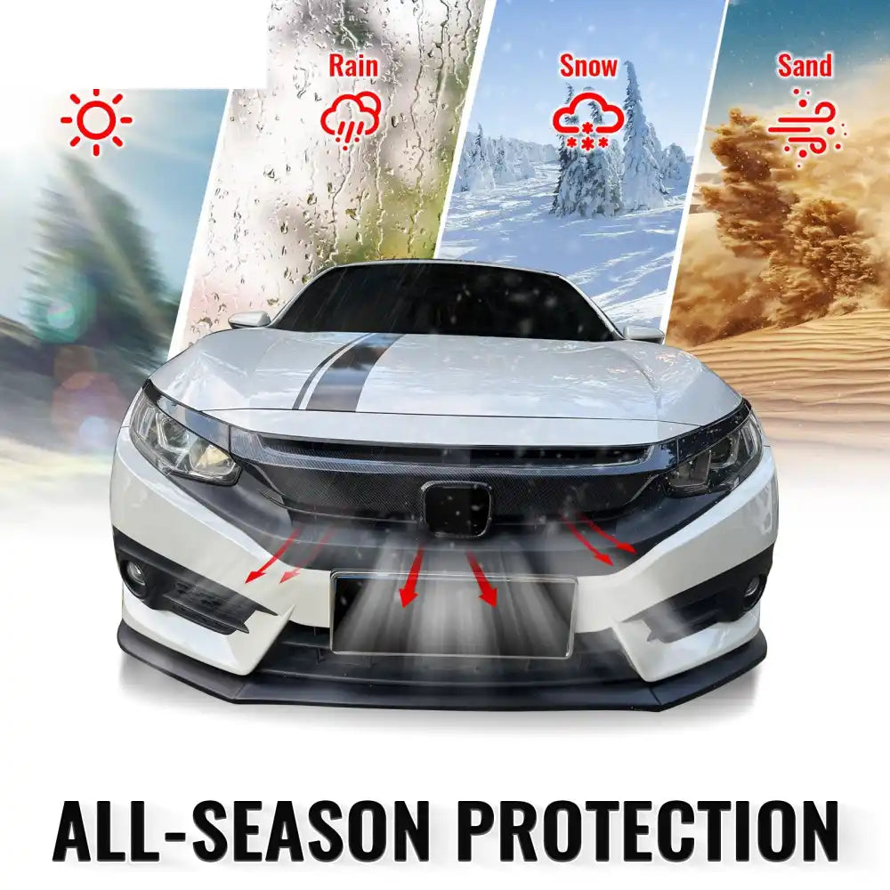 2016-2021 Honda Civic OE Style Carbon Fiber Print Grille Cover ABS Carbon Fiber Print