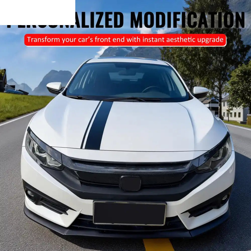 2016-2021 Honda Civic OE Style Carbon Fiber Print Grille Cover ABS Carbon Fiber Print