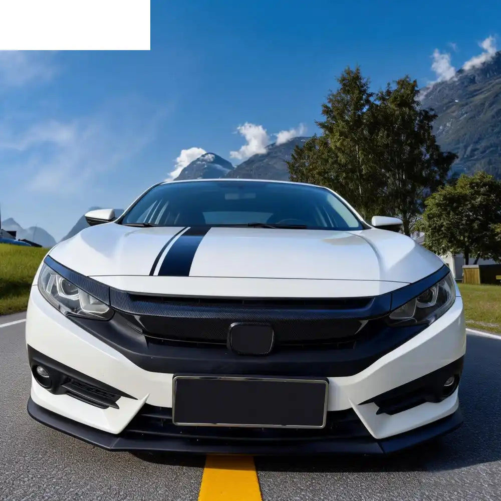 2016-2021 Honda Civic OE Style Carbon Fiber Print Grille Cover ABS Carbon Fiber Print