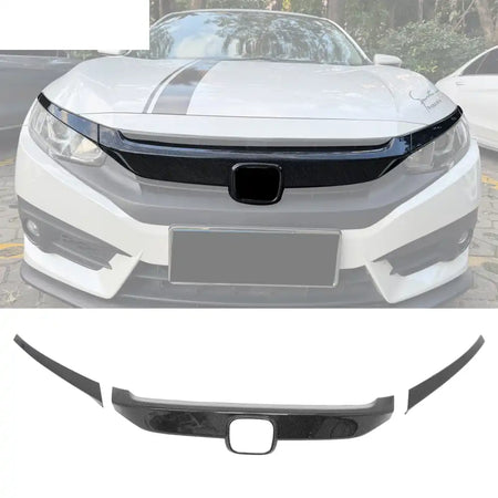 2016-2021 Honda Civic OE Style Carbon Fiber Print Grille Cover ABS Carbon Fiber Print
