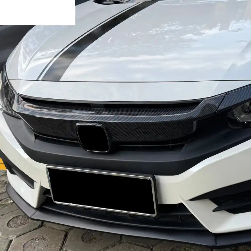 2016-2021 Honda Civic OE Style Carbon Fiber Print Grille Cover ABS Carbon Fiber Print