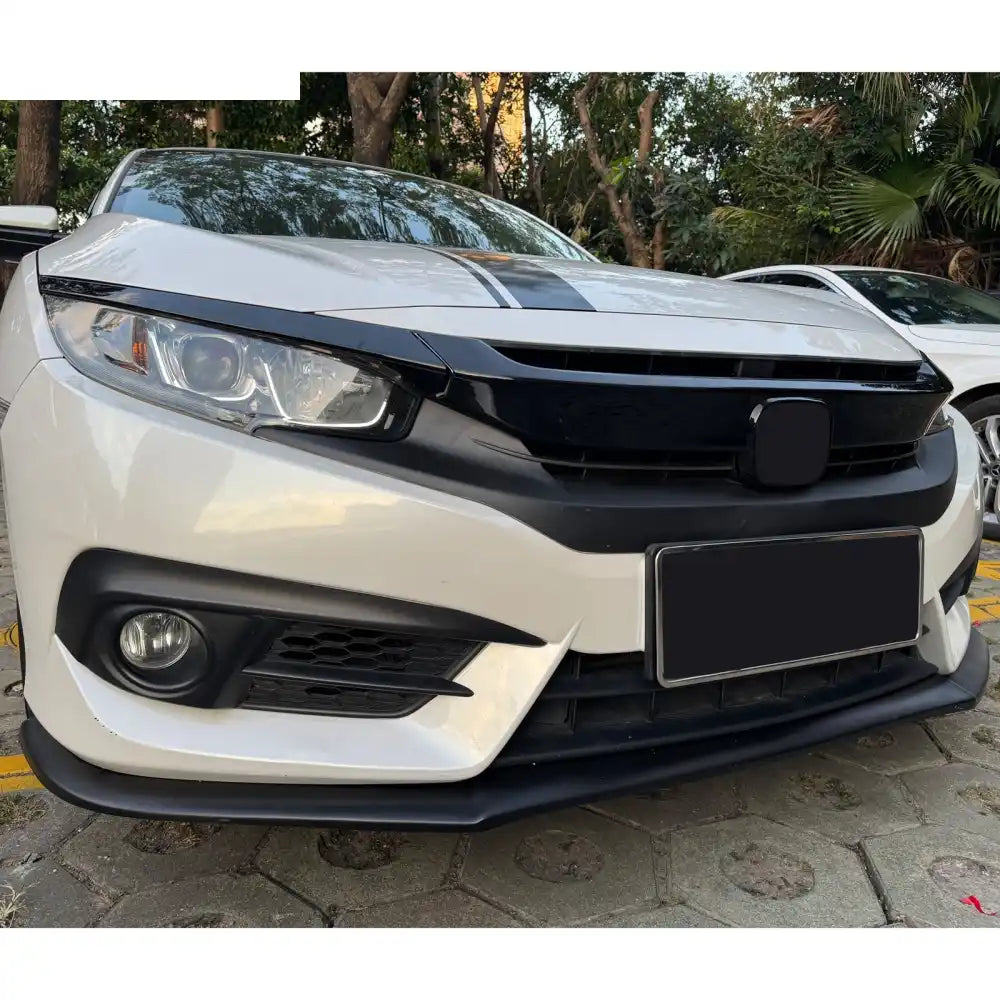2016-2021 Honda Civic OE Style Gloss Black Bumper Grille Cover ABS Gloss Black