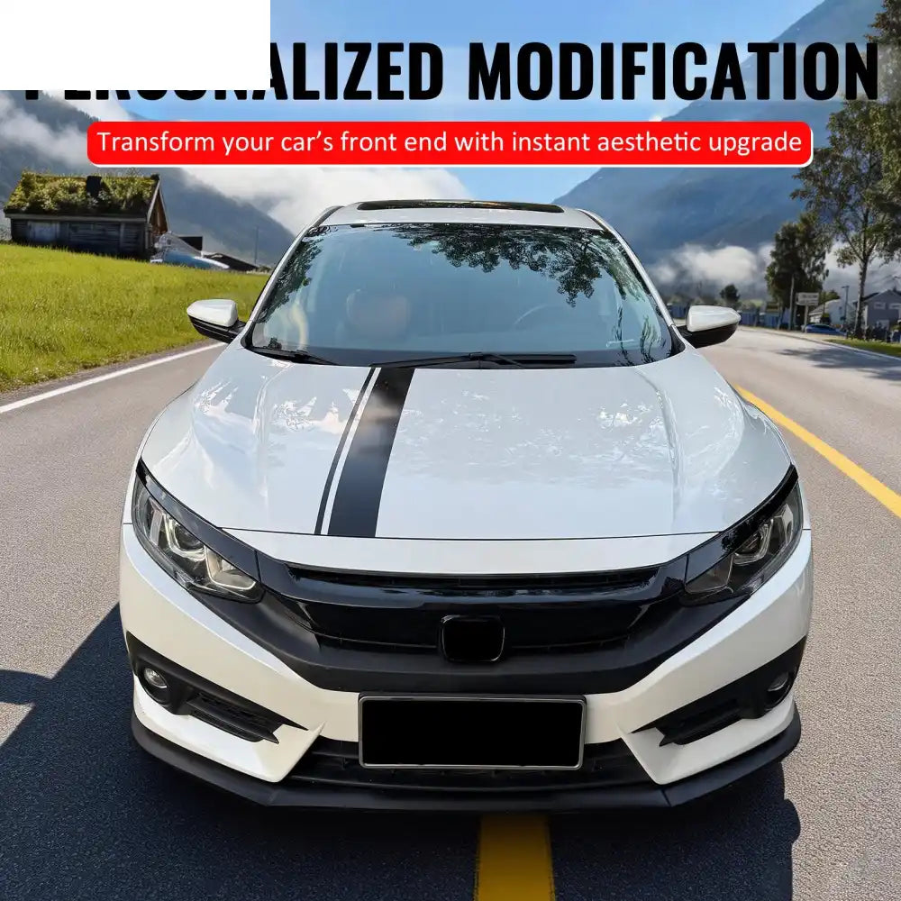 2016-2021 Honda Civic OE Style Gloss Black Bumper Grille Cover ABS Gloss Black