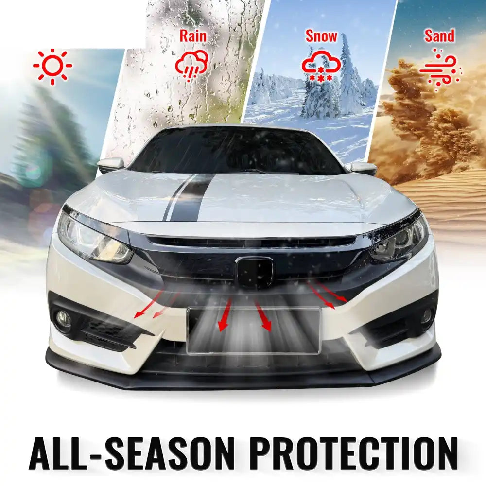 2016-2021 Honda Civic OE Style Gloss Black Bumper Grille Cover ABS Gloss Black