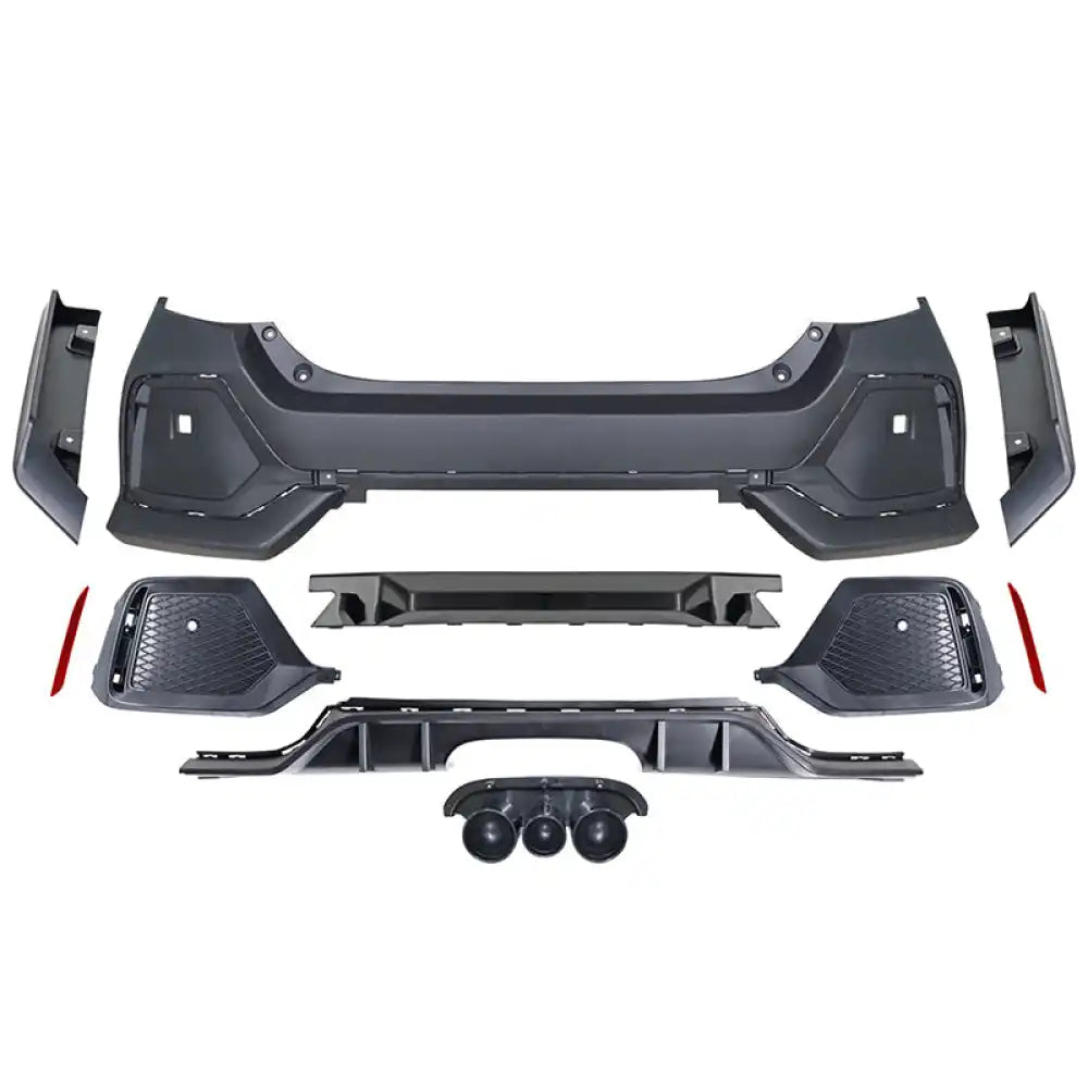 2016-2021 Honda Civic Sedan TR Style Rear Bumper Cover W/Diffuser PP Unpainted Black