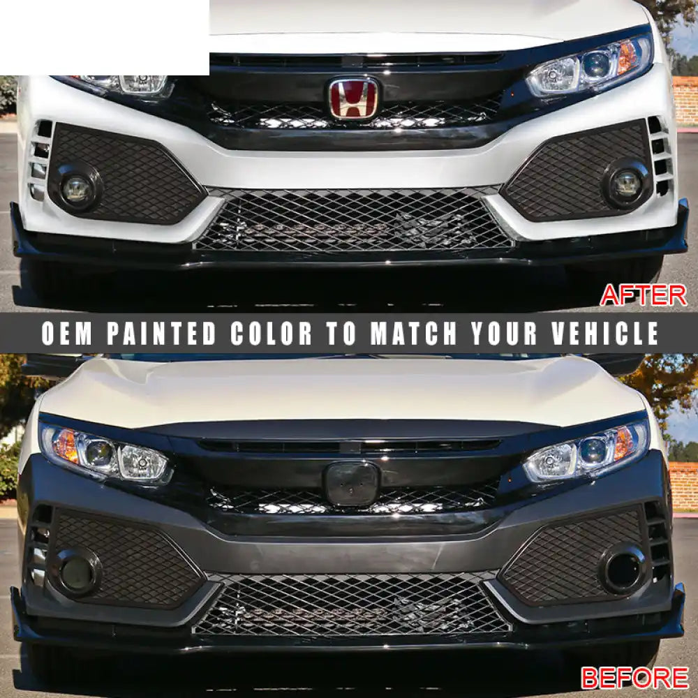2016-2021 Honda Civic Type R Gloss Black Front Bumper Cover & Lip