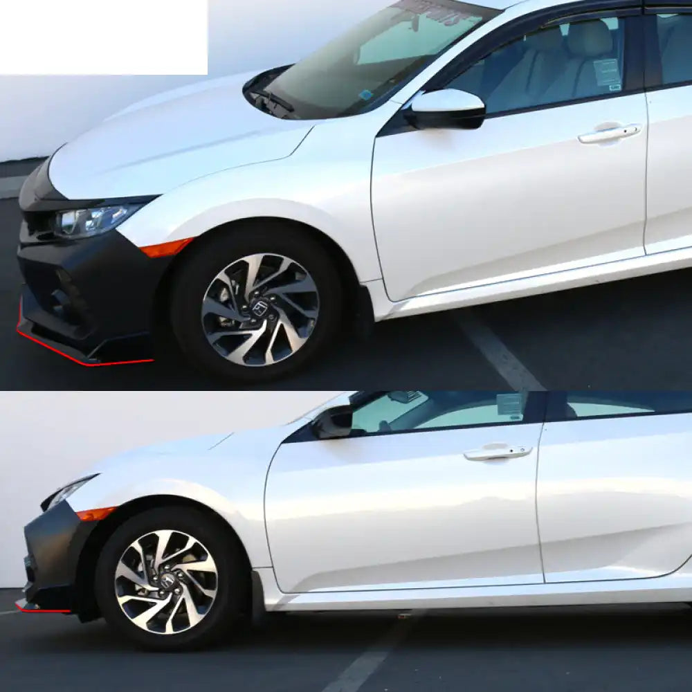 2016-2021 Honda Civic Type-R Style Front Bumper & Lip Gloss Black Red