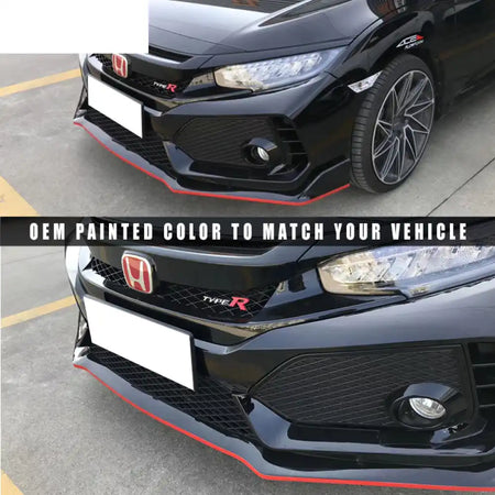 2016-2021 Honda Civic Type-R Style Front Bumper & Lip Gloss Black Red