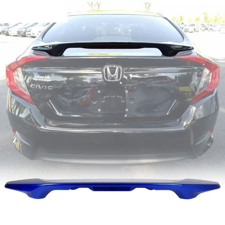 2016-2021 Honda Civic X Sedan Trunk Spoiler with LED Brake Light ABS Painted #B593M Aegean Blue Metallic