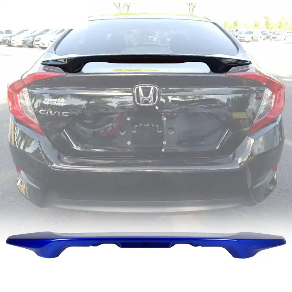 2016-2021 Honda Civic X Sedan Trunk Spoiler with LED Brake Light ABS Painted #B593M Aegean Blue Metallic