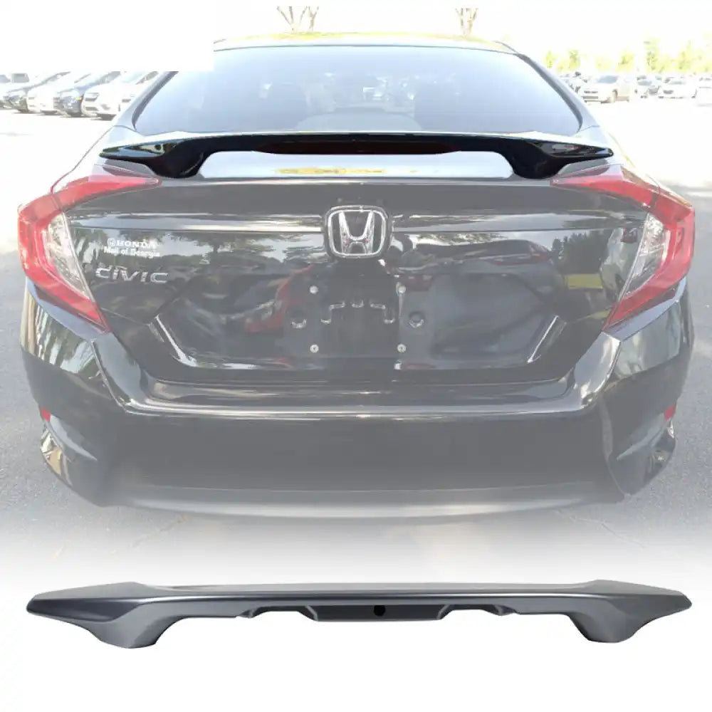 2016-2021 Honda Civic X Sedan Trunk Spoiler with LED Brake Light ABS Painted Lunar Silver Metallic(Color Code # NH830M)