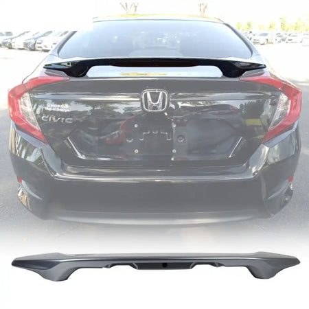 2016-2021 Honda Civic X Sedan Trunk Spoiler with LED Brake Light ABS Painted Lunar Silver Metallic(Color Code # NH830M)