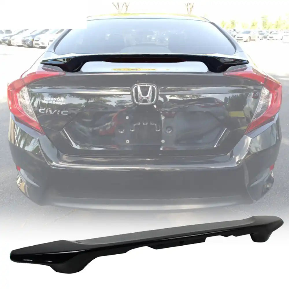 2016-2021 Honda Civic X Sedan Trunk Spoiler with LED Brake Light ABS Painted #NH731P Crystal Black Pearl Color Code