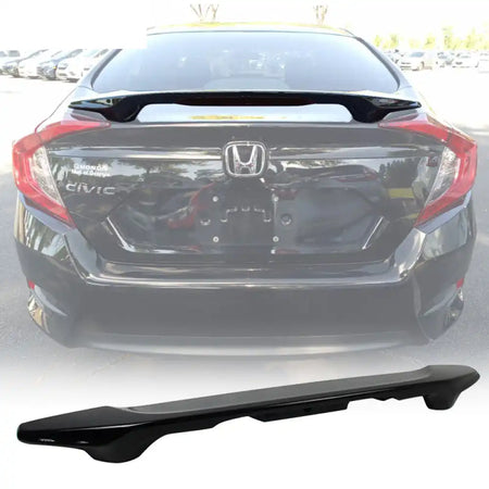 2016-2021 Honda Civic X Sedan Trunk Spoiler with LED Brake Light ABS Painted #NH731P Crystal Black Pearl Color Code