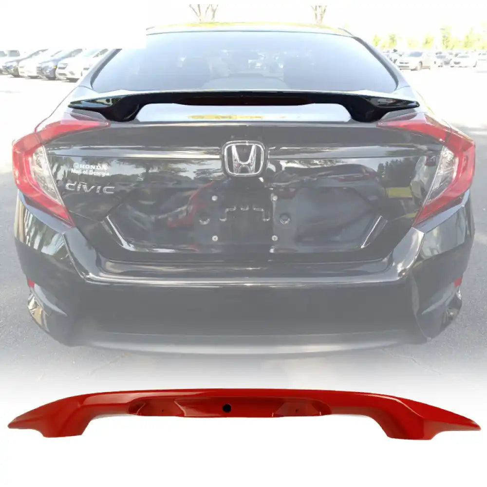 2016-2021 Honda Civic X Sedan Trunk Spoiler with LED Brake Light ABS Painted #R513 Rallye Red