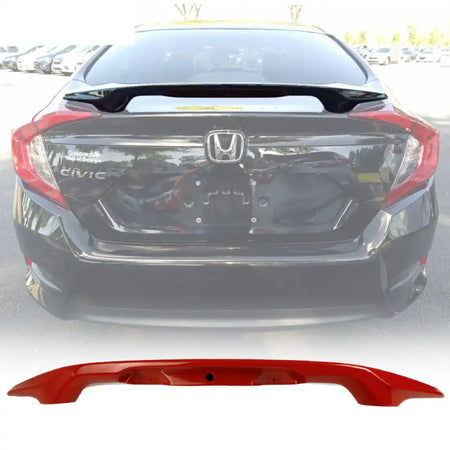 2016-2021 Honda Civic X Sedan Trunk Spoiler with LED Brake Light ABS Painted #R513 Rallye Red