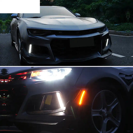 2016-2024 Chevy Camaro Clear Fog Lights w/ Amber Switchback Signal ABS
